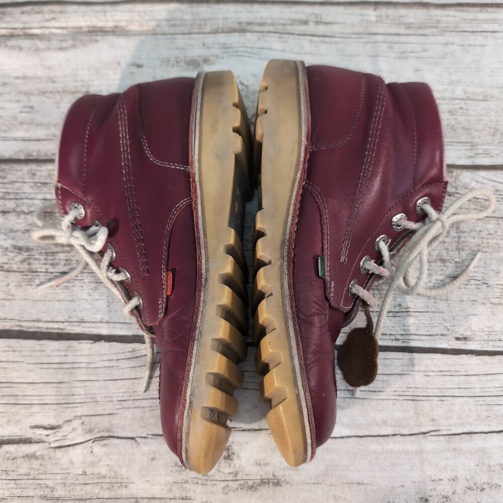 Kickers Kick Hi Boots Burgundy Leather Lace-Up Ankle Boots – Unisex - Picture 7 of 12